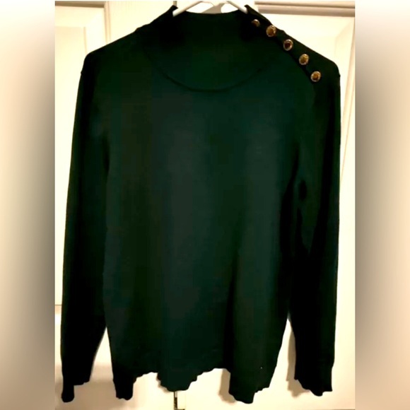 Calvin Klein Women's Green Turtle Neck‎ Buttoned Sweater Size L - Picture 1 of 3